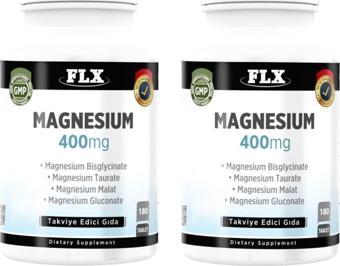 Flx Magnesium Magnezyum Bisglisinat Malat Taurat Glukonat 180 Tablet X 2 Kutu