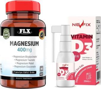 Flx Magnezyum Complex 400 Mg 60 Tablet  Vitamin D3 400'Lü  20 Ml