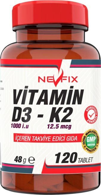 Nevfix D Vitamin K Vitamini Vitamin D3 Vitamin K2 120 Tablet