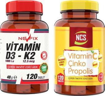 Ncs Vitamin C Çinko Propolis 120 Tablet & Vitamin D3-K2 120 Tablet