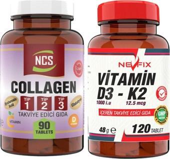 Ncs Nc Collagen Tip 1-2-3 90 Tablet & Nevfix Vitamin D3-K2 12