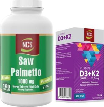 Ncs Saw Palmetto 1000 Mg 180 Tablet+Vitamin D3 K2 20 Ml