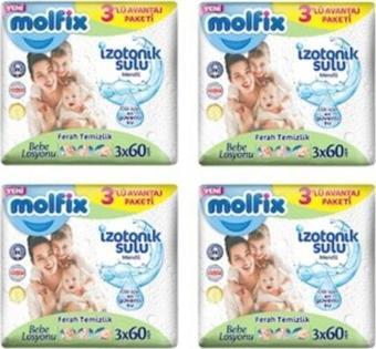 Molfix Izotonik Sulu Ferah Temizlik Islak Mendil 3x60'lı X 4 Adet