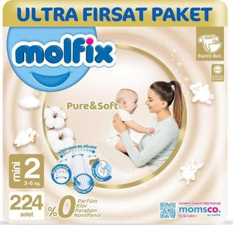 Molfix Pure & Soft Bebek Bezi 2 Beden Mini 224 Adet