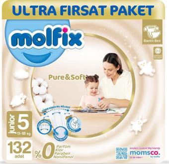 Molfix Pure & Soft Bebek Bezi 5 Beden Junior 132 Adet