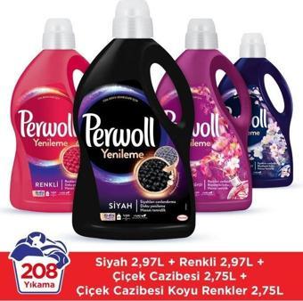 Perwoll Sıvı Çamaşır Deterjanı 4'lü Set 2x2,75L Çiçek Cazibesi 2x2,97L Siyah-Renkli