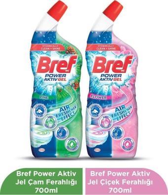 Bref WC Tuvalet Temizleyici Jel 2 x 700ml 1 Çiçek Ferahlığı + 1 Çam Ferahlığı