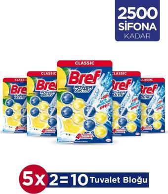 Bref WC Power Aktiv Duopack Katı Tuvalet Bloğu Limon, 5 x 2'li Paket