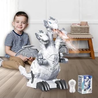 Mofy Baby 3 Başlı Işıklı Sesli Hareketli Buhar Efektli 2.4Ghz Uzaktan Kumandalı Dinozor Robot