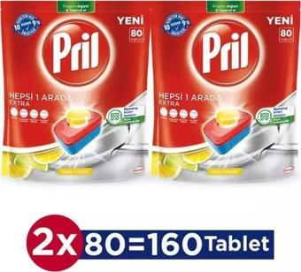 Pril Hepsi Bir Arada Extra 80'li Bulaşık Tablet x 2 Adet