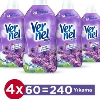 Vernel Max Konsantre Çamaşır Yumuşatıcısı 4 x 1440 ml (240 Yıkama) Taze Lavanta