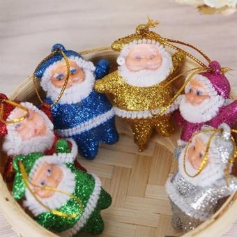 Kuzey 12 Adet Renkli Simli Noel Baba Süsü Asmalı Noel Baba Süs Yılbaşı Ağacı Süsleri Noel Ağacı Süsleri