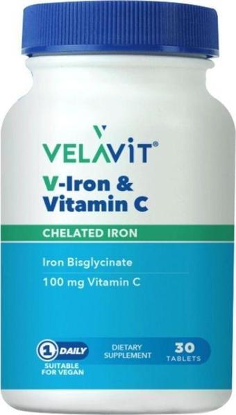 Velavit V-İron & Vitamin C İçeren Takviye Edici Gıda 30 Tablet