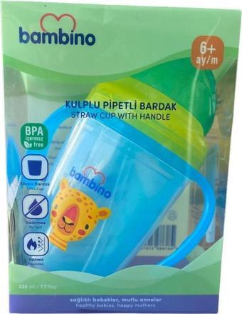 Bambino P6150 Kulplu Pipetli Bardak +6 Ay 230 ml - Mavi