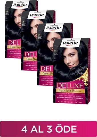 Palette Deluxe Saç Boyası 4 Al 3 Öde Seti 1-1 Gece Mavisi x 4 