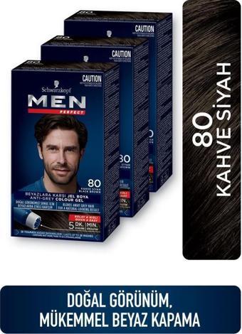 Men Perfect Saç Boyası 80 - Kahve Siyah X 3 Adet