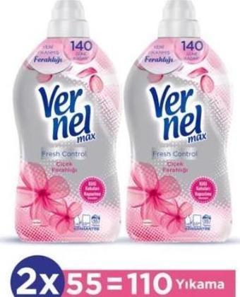 Vernel Max Konsantre Çamaşır Yumuşatıcısı 2 x 1320ml (110 Yıkama) Çiçek Ferahlığı