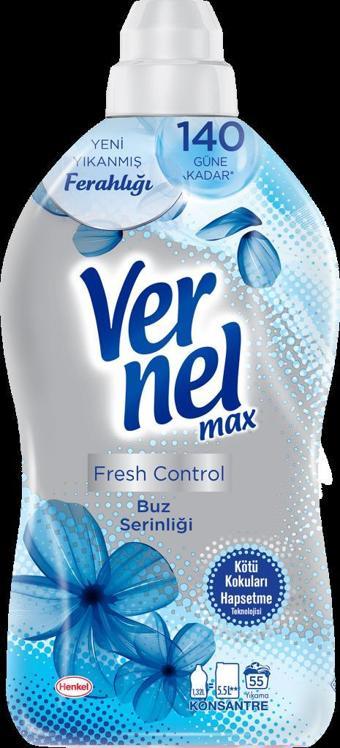 Vernel Max Konsantre Çamaşır Yumuşatıcısı 2 x 1320ml (110 Yıkama) Çiçek Ferahlığı + Buz Serinliği