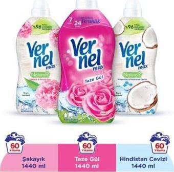 Vernel Max Konsantre Çamaşır Yumuşatıcısı 3 x 1440ml (180 Yıkama) Taze Gül + Taze Lavanta + Şakayık