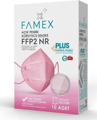 FAMEX N95 FFP2 KORUYUCU MASKE AÇIK PEMBE RENK 10 ADET TEKLİ PAKET DUCK MODELİ