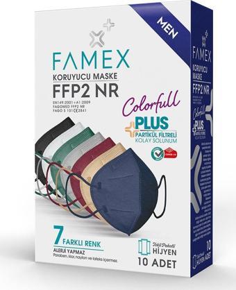 FAMEX N95 FFP2 KORUYUCU MASKE ERKEK KARIŞIK RENKLİ 10 ADET TEKLİ PAKET DUCK MODELİ