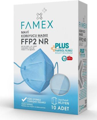 FAMEX N95 FFP2 KORUYUCU MASKE MAVİ RENK 10 ADET TEKLİ PAKET DUCK MODELİ