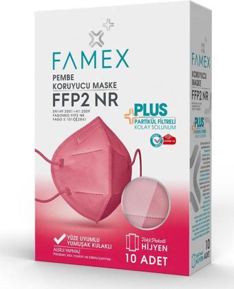 FAMEX N95 FFP2 KORUYUCU MASKE PEMBE RENK 10 ADET TEKLİ PAKET DUCK MODELİ 