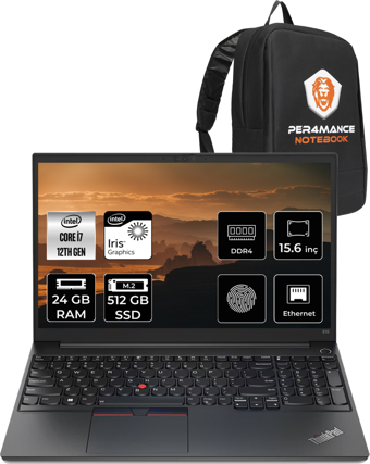 LENOVO E15 i7-1255U 24GB 512GB SSD 15.6" FHD FDOS 21E6006YTX & ÇANTA