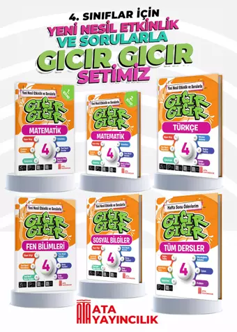 4. Sınıf Gıcır Gıcır 6'lı Set (Türkçe-Matematik (2 Kitap)-Fen Bilimleri-Sosyal Bilgiler-Hafta Sonu Ö - Ata Yayıncılık