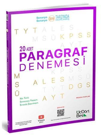 Üç Dört Beş 2024 YKS TYT AYT KPSS ALES DGS MSÜ Paragraf 20 Deneme Üç Dört Beş Yayınları - Üç Dört Beş Yayınları