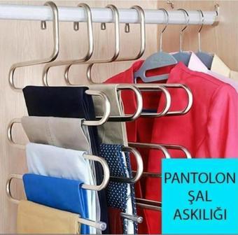 Dolap Içi 5 Katlı Pantolon Eşarp Şal Askısı Akıllı Askı- 6 Adet