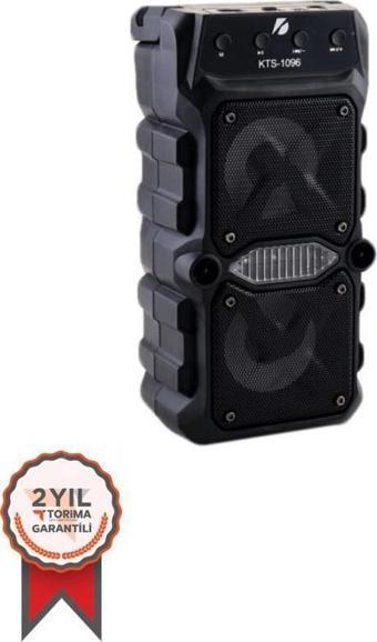 KTS-1096 Siyah Bluetooth Parti Hoparlörü 3 Inç × 2 Kablosuz Speaker Radyo-usb-tf Girişli