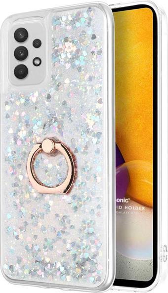 Microsonic Samsung Galaxy A52 Kılıf Glitter Liquid Holder Gümüş