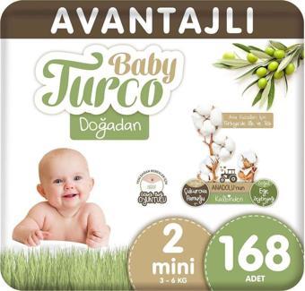 Baby Turco Doğadan Avantajlı Bebek Bezi 2 Numara Mini 168 Adet