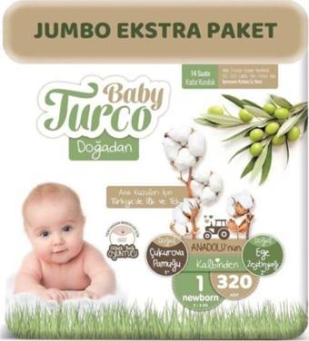 Baby Turco Doğadan Bebek Bezi 1 Beden Yenidoğan 2 - 5 Kg 320 Adet