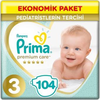 Prima Premium Care 3 Beden Ekonomik Paket 6 - 10 Kg (2*52) 104 Adet