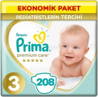 Prima Premium Care 3 Beden Ekonomik Paket 6 - 10 Kg (4*52) 208 Adet