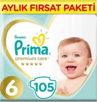 Prima Premium Care 6 Numara Beden 105 Adet Aylık Paket Bebek Bezi