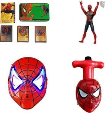 Pop Şeker Spiderman Işıklı Figür, Işıklı Maske, Işıklı Sesli Topaç Ve 55 Kartları 4 Ürün Birden Spiderman Set