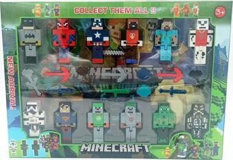 Pop Şeker Süper Heroes Minecraft Figürleri 12 Karakter Figür Ve Aksesuarları 23 Parça