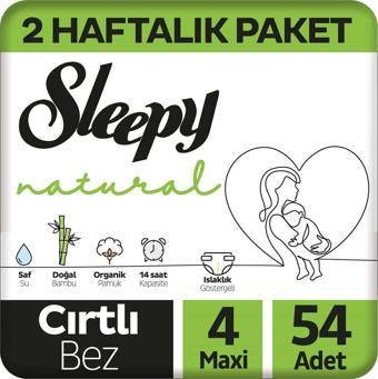 Sleepy Natural 2 Haftalık Paket Bebek Bezi 4 Numara Maxi 54 Adet