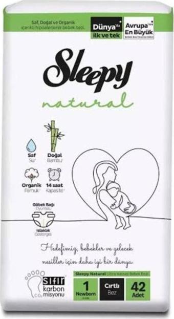 Sleepy Natural Yeni Doğan 1 Numara Bebek Bezi 2 - 5 Kg 42'li