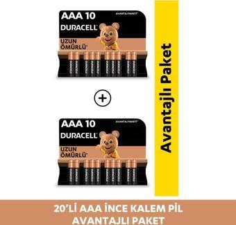 Duracell Alkalin AAA 20'li İnce Kalem Pil