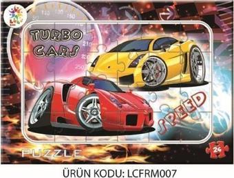 Laço Kids Turbo Cars Frame Puzzle 24 Parça Çocuklar İçin Yapboz