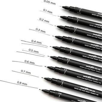 Uniball Pin Akrilik Uçlu Teknik Çizim Kalemi 0.4mm