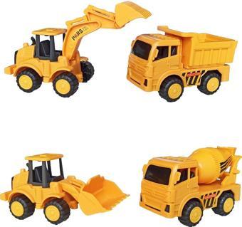 Pop Şeker Oyuncak 4'Lü Iş Makinaları Seti Dozer, Kepçe, Mikser Ve Kamyon, Sürtmeli Set