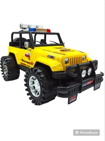 Pop Şeker Oyuncak Arazi Aracı Büyük Boy İçi Dolu Tekerlekleri Mekanizmalı Sürtmeli Jeep İthal 50X27Cm. Sarı