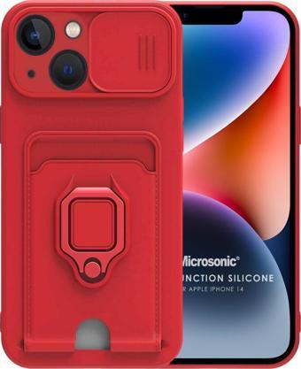 Microsonic Apple iPhone 14 Kılıf Multifunction Silicone Kırmızı