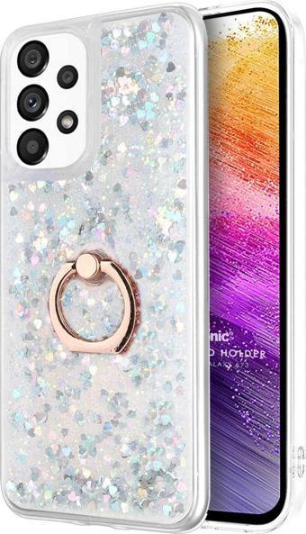 Microsonic Samsung Galaxy A73 5G Kılıf Glitter Liquid Holder Gümüş