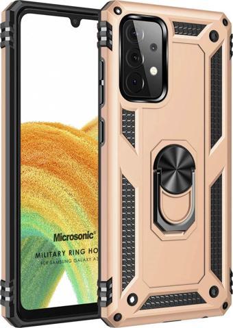 Microsonic Samsung Galaxy A73 5G Kılıf Military Ring Holder Gold